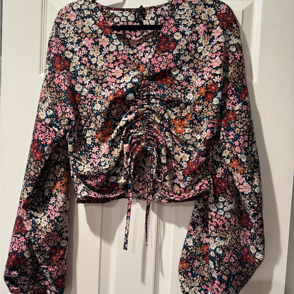 Vero Moda Ruched Tie Front Blouse